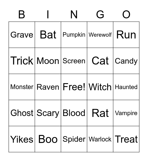 Halloween Bingo Card