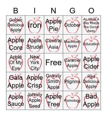 Apple Bingo Card