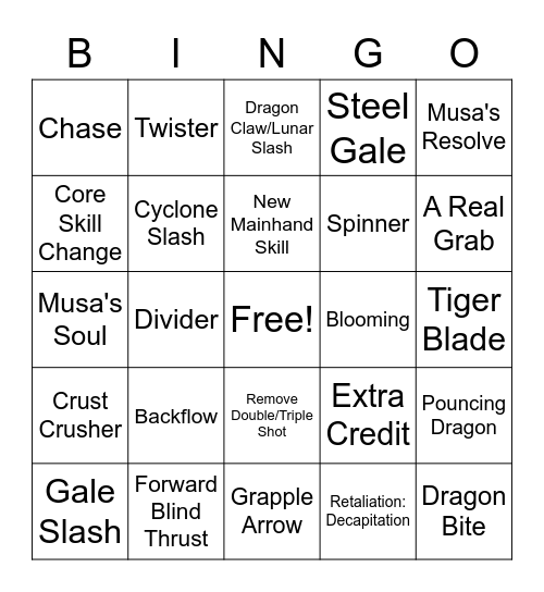 Musa Rework Bingo Card