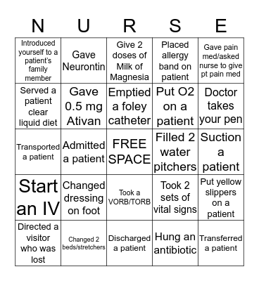 NURSING BINGO Card