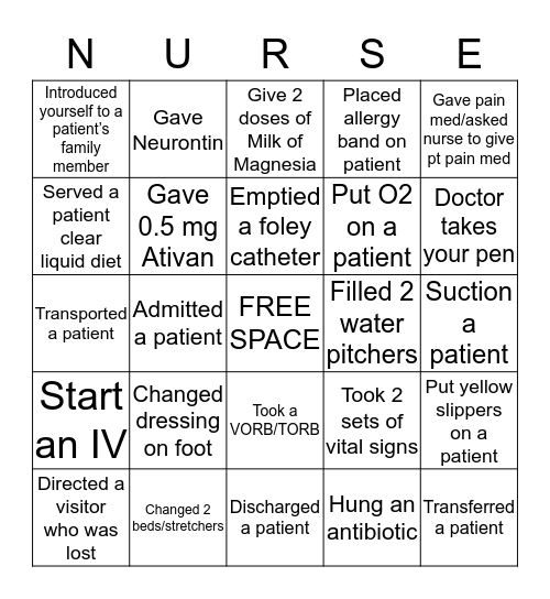 NURSING BINGO Card