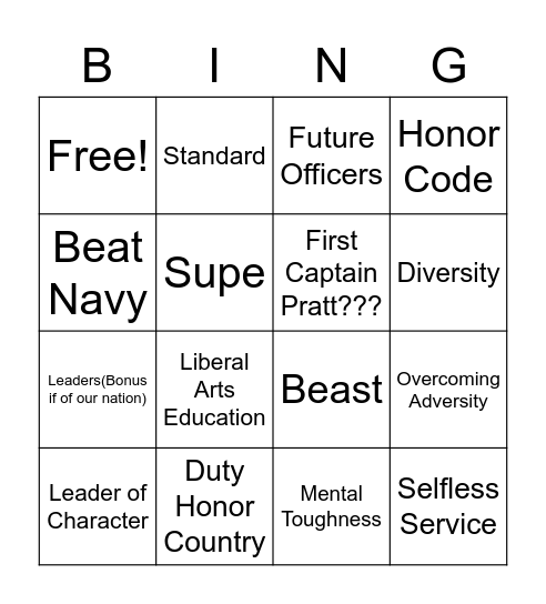 Nininger Bingo Card