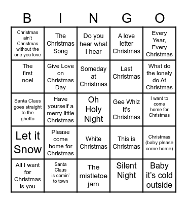 Our kind of Christmas Bingo Card