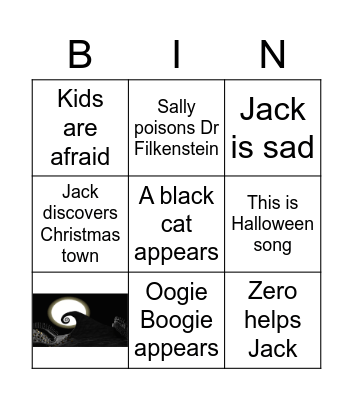 The Nightmare before Christmas Bingo Card