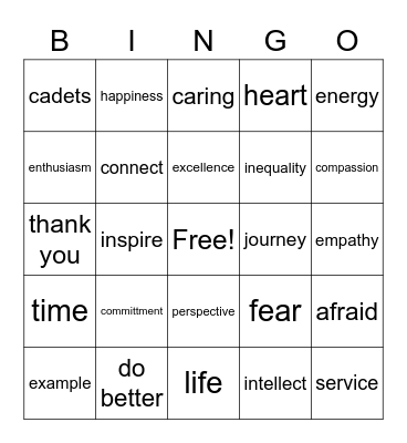 Niniger Dinner Bingo Card