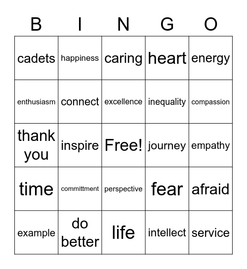 Niniger Dinner Bingo Card