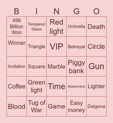 #FASquidGamesAndChill2021 Bingo Card