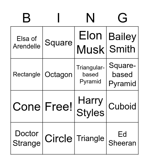 Who or What Am I? Bingo Card