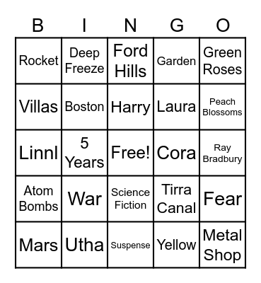 Dark They Were, and Golden-Eyed Bingo Card