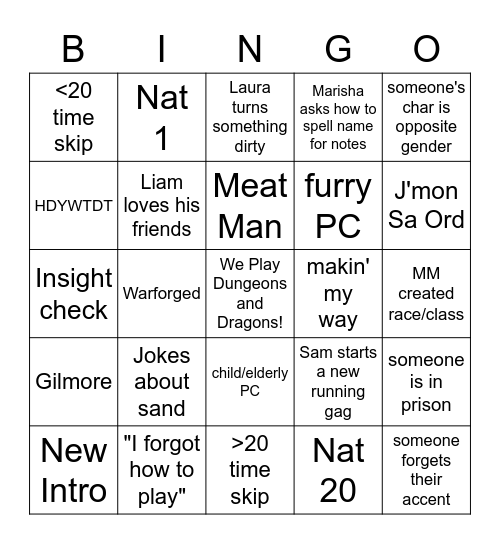 C3E1 Bingo Card