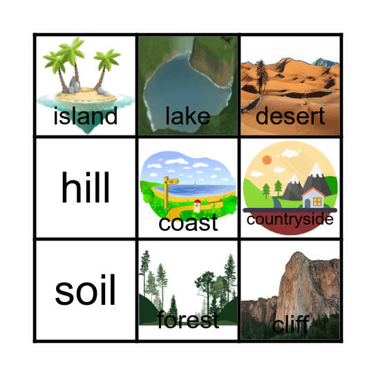 Nature Words Bingo Card