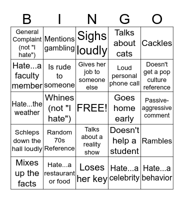 SPUNKY BINGO! Bingo Card