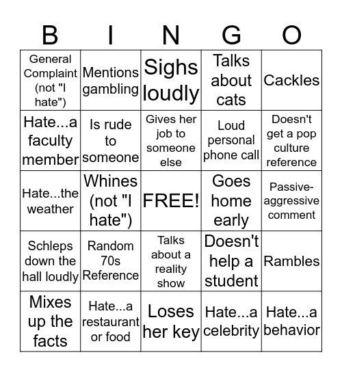 SPUNKY BINGO! Bingo Card