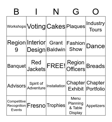 FHA-HERO State Leadership Meeting Bingo Card