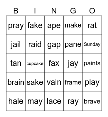 THC1 Unit4 Lesson2 Phonics Bingo Card