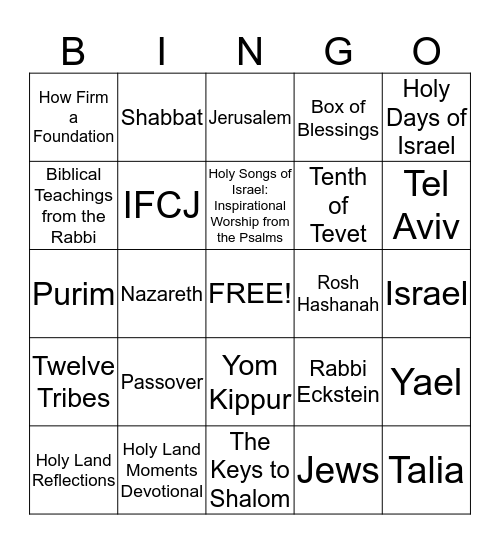 IFCJ Bingo Card