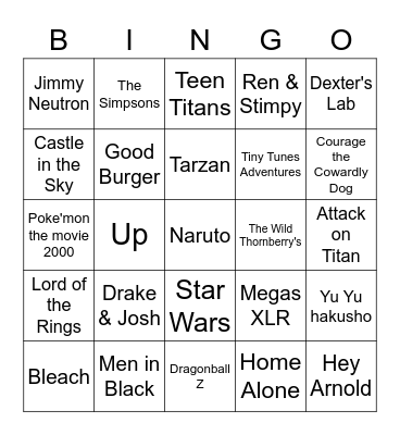 Movies/Shows jay has HOPEFULLY seen Bingo Card