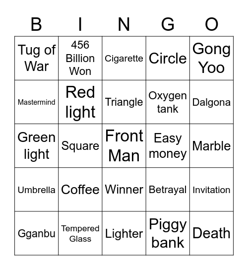 #FASquidGamesAndChill2021 Bingo Card