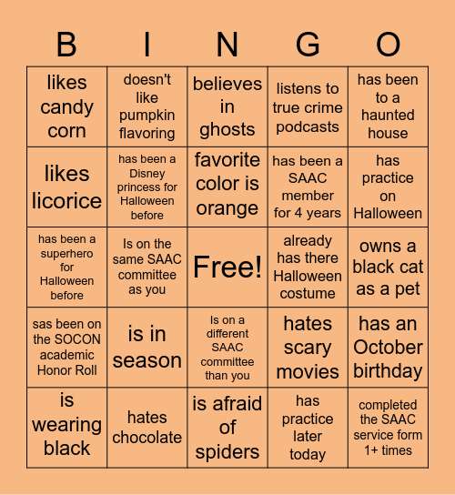 Halloween Bingo Card