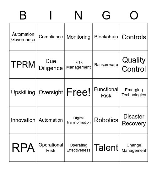 Internal Audit Roadshow Bingo Card