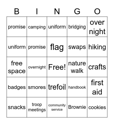 BROWNIE BINGO Card