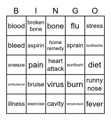 HEALTH AND MEDICINE Bingo Card
