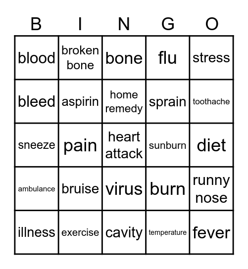 HEALTH AND MEDICINE Bingo Card