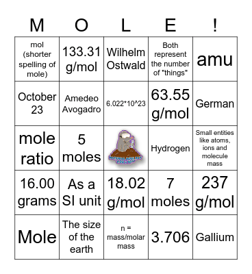 Mole Day Bingo Card