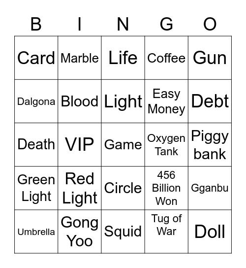 #FASquidGamesAndChill2021 Bingo Card