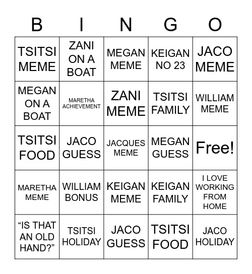 PHOTO Bingo Card