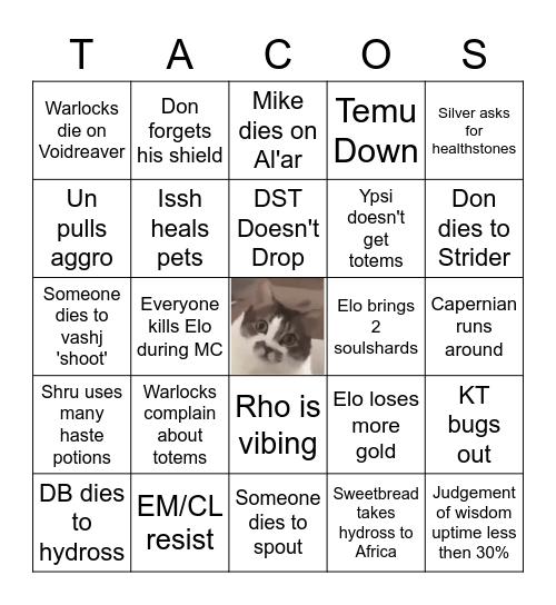 Taco Terrorem Bingo Card