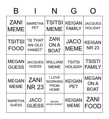PHOTO Bingo Card