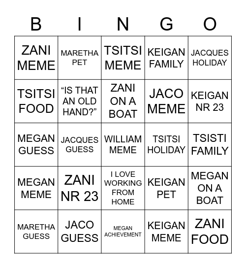 PHOTO Bingo Card