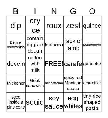 Word of the Day Bingo Card