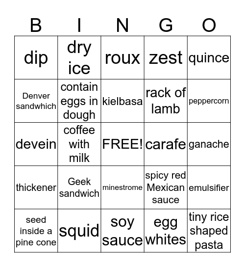 Word of the Day Bingo Card