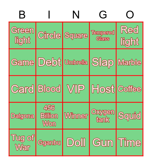 #FASquidGamesAndChill2021 Bingo Card