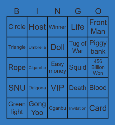 #FASquidGamesAndChill2021 Bingo Card