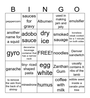 Words of the Day Bingo Card