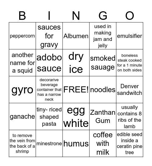 Words of the Day Bingo Card