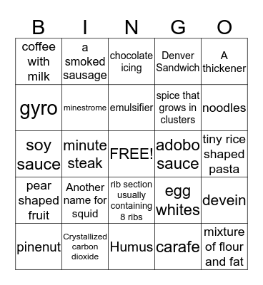 Words of the Day Bingo Card