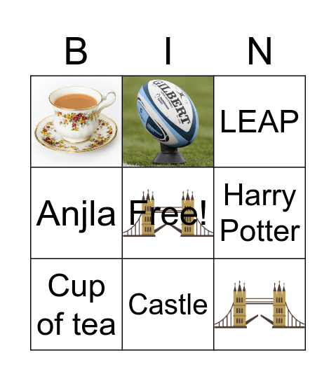 England Bingo Card