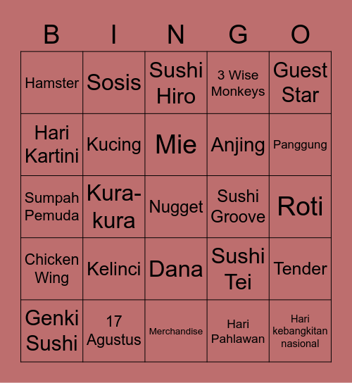 NN Bingo Card