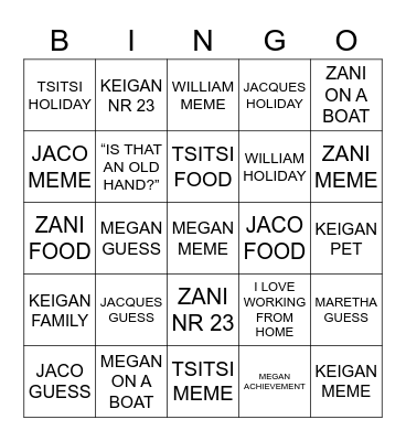 PHOTO Bingo Card