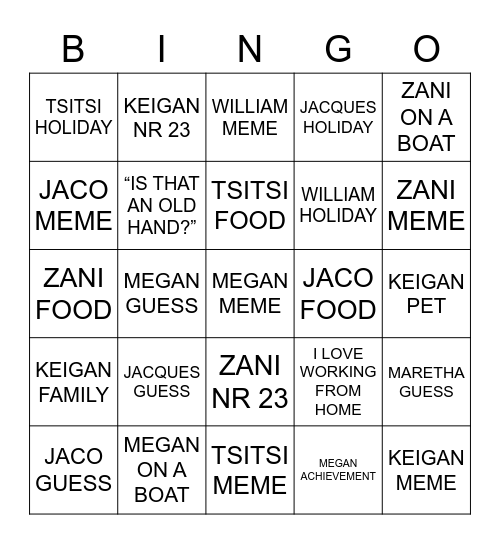 PHOTO Bingo Card