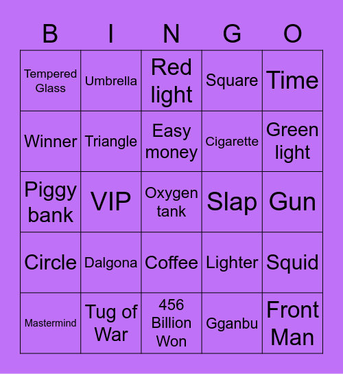 #FASquidGamesAndChill2021 Bingo Card