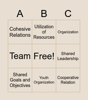 Team Development Bingo Card