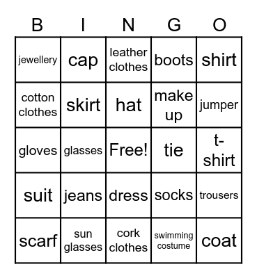 Do you wear...? Bingo Card