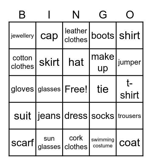 Do you wear...? Bingo Card