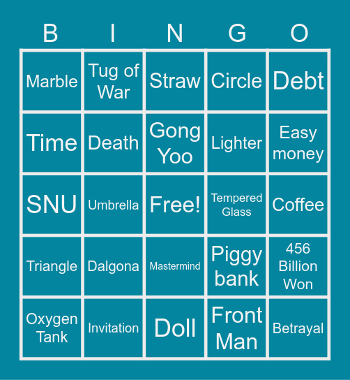 #FASquidGamesAndChill2021 Bingo Card