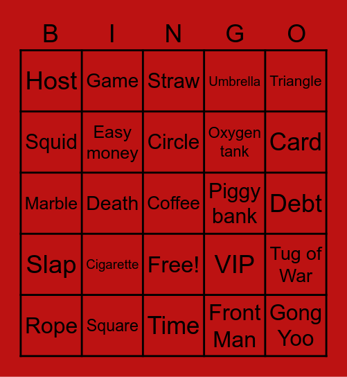 #FASquidGamesAndChill2021 Bingo Card